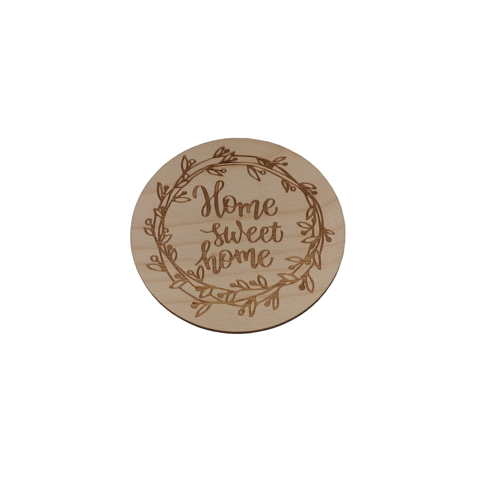 round cup coaster - ''home sweet home'' engraving