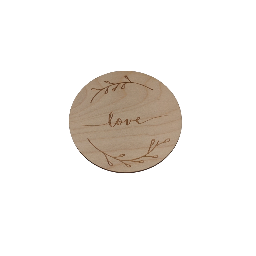 round cup coaster - ''love'' engraving